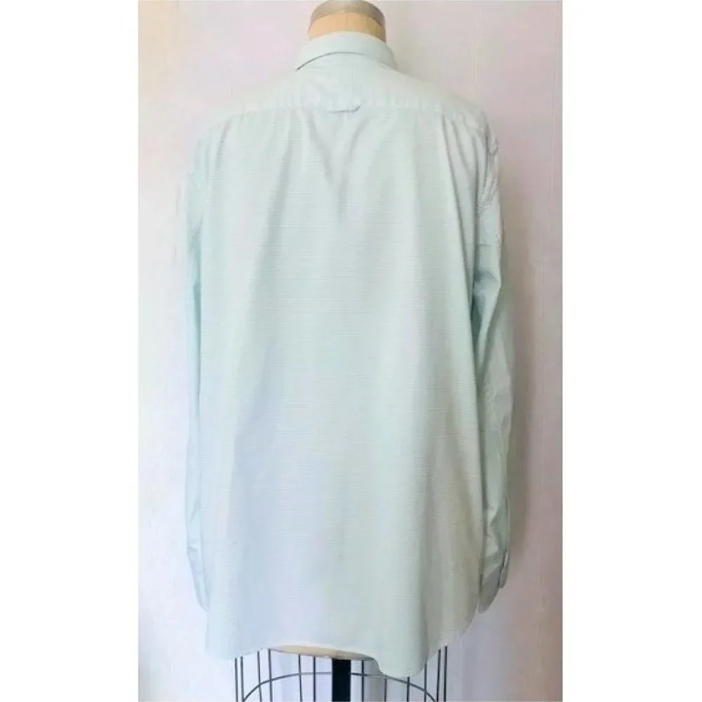 GAP AQUA BLUE WHITE STRIPE FITTED BOYFRIEND LONG SLEEVE SHIRT XL NWT - Picture 7 of 8